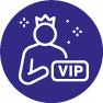 Member benefits with a person and VIP - icon